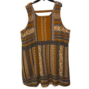 Maurices Tunic Top Plus Size 3 3X Gold Floral Boho Tank Shirt